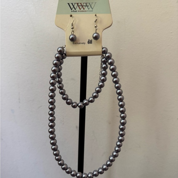 Silver Long Strand Necklace with Lustrous Beads - Picture 2 of 3